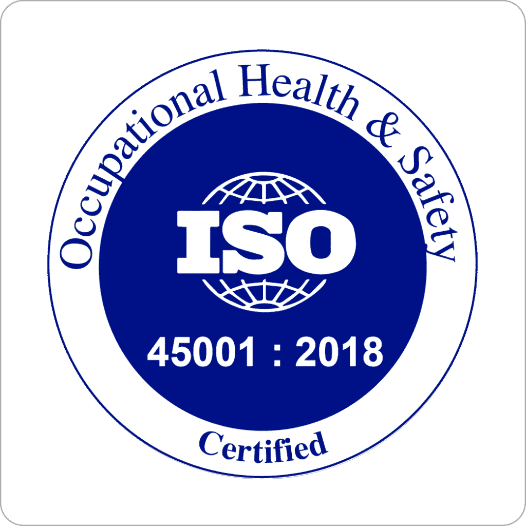 ISO 45001:2018 Occupational Health and Safety Certified badge for Urbane Eco Recyclers in Bangalore