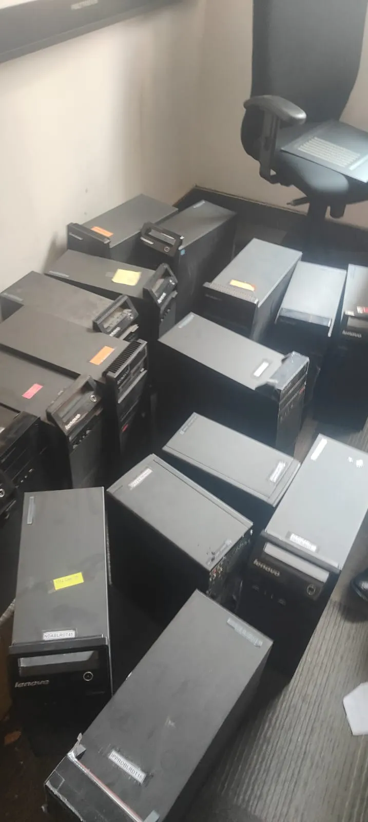 Old computer CPU scrap buyers in Bangalore collecting desktop towers for recycling